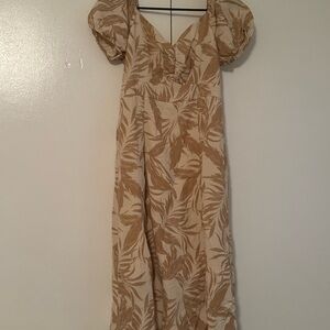 Jessica Simpson Tan Leaf Print Dress
